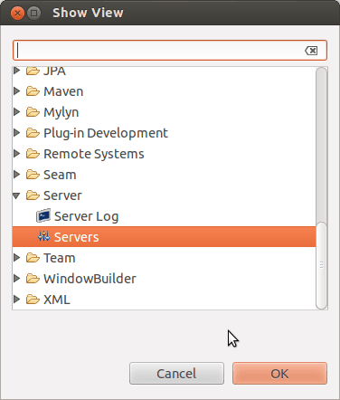 Show view Server on Eclipse