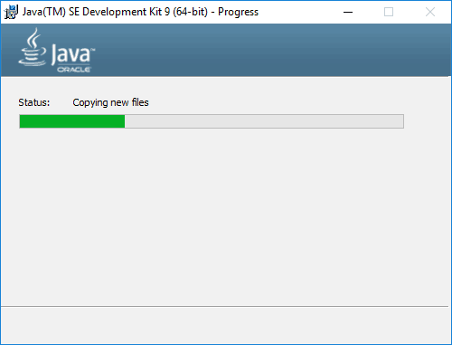 Install java 9 on windows - Java 9 installation in progress